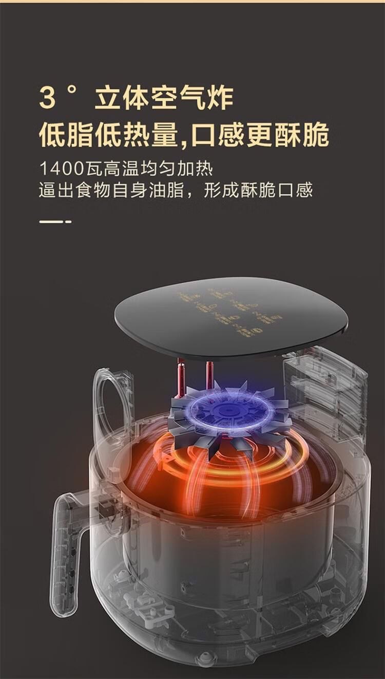 商品[国内直发] Bear|小熊空气炸锅家用小型烤箱新款一体3.5升大容量多功能QZG-B14K5 3.5L 白色,价格¥307,第18张图片详细描述