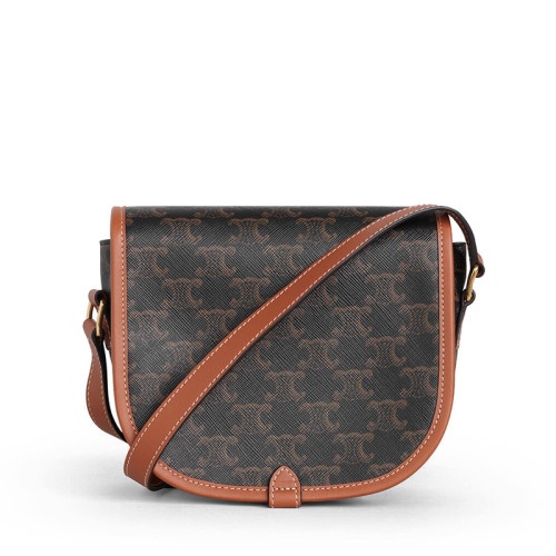 商品Celine|CELINE/赛琳 19秋冬新款Folco 女士中号拼色帆布单肩马鞍包 191502BZJ.04LU,价格¥11144,第5张图片详细描述