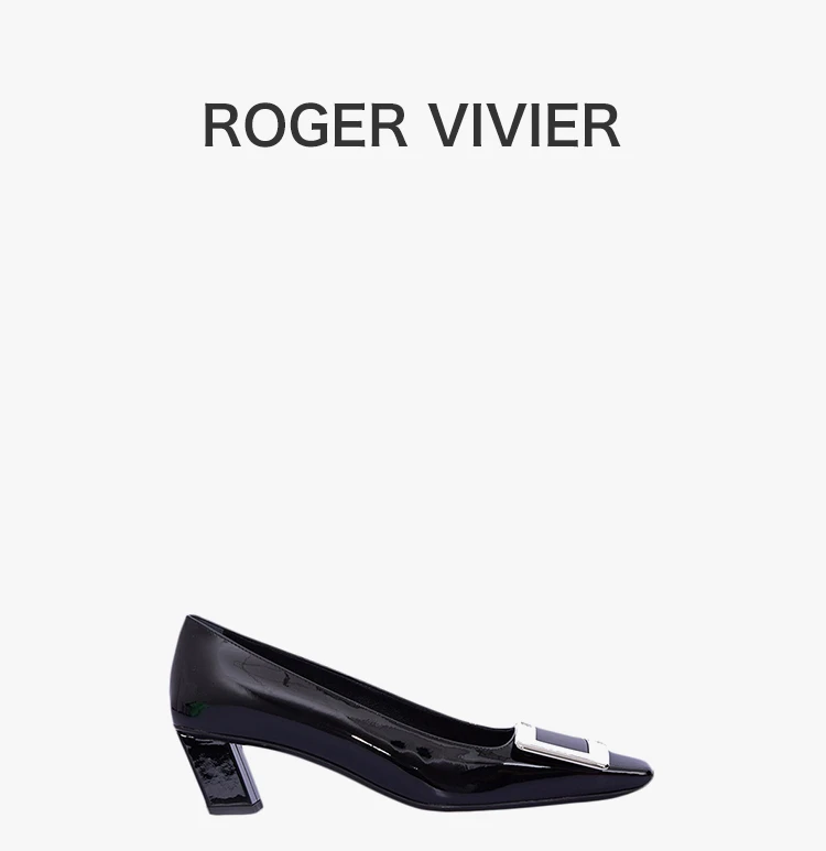商品Roger Vivier|Roger Vivier 罗杰·维维亚 女士经典长方型银色金属框黑色中跟鞋 RVW00600920-D1P-B999,价格¥3929,第1张图片详细描述