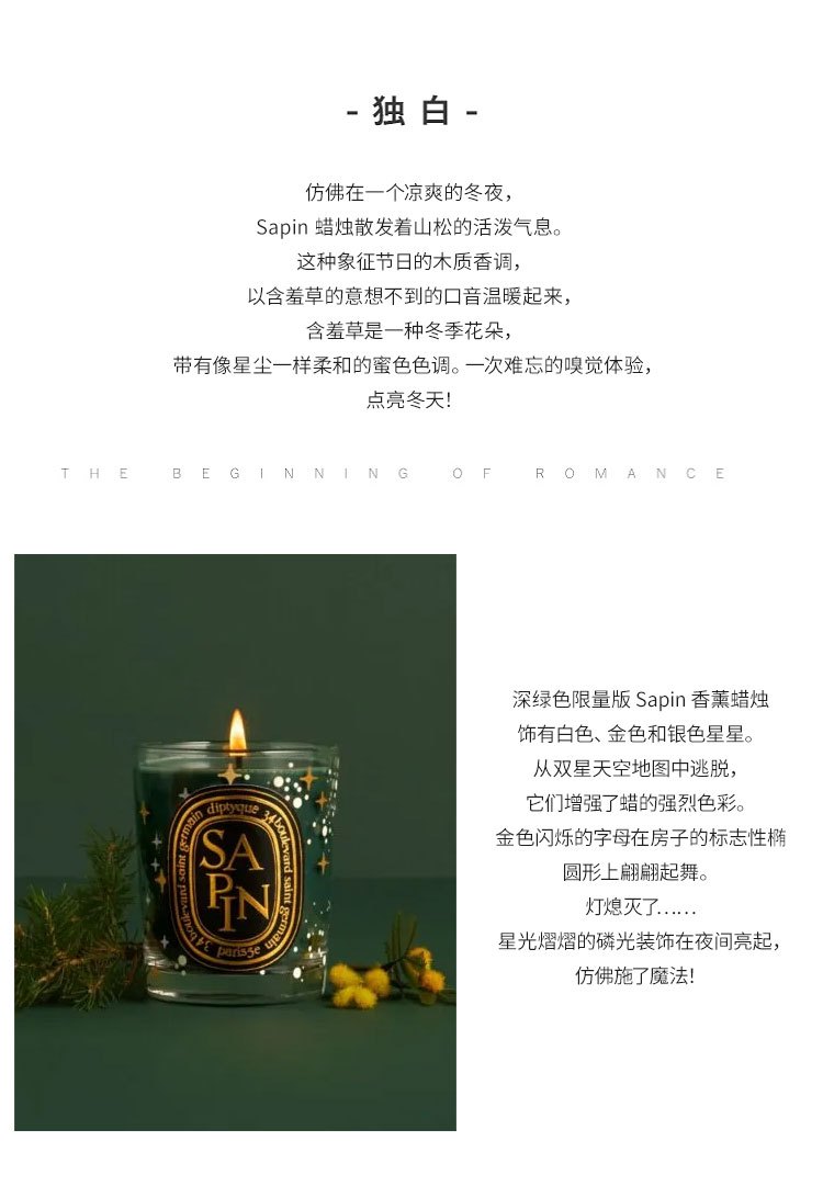 商品Diptyque|蒂普提克 圣诞限量冷杉香薰蜡烛 190g,价格¥578,第2张图片详细描述