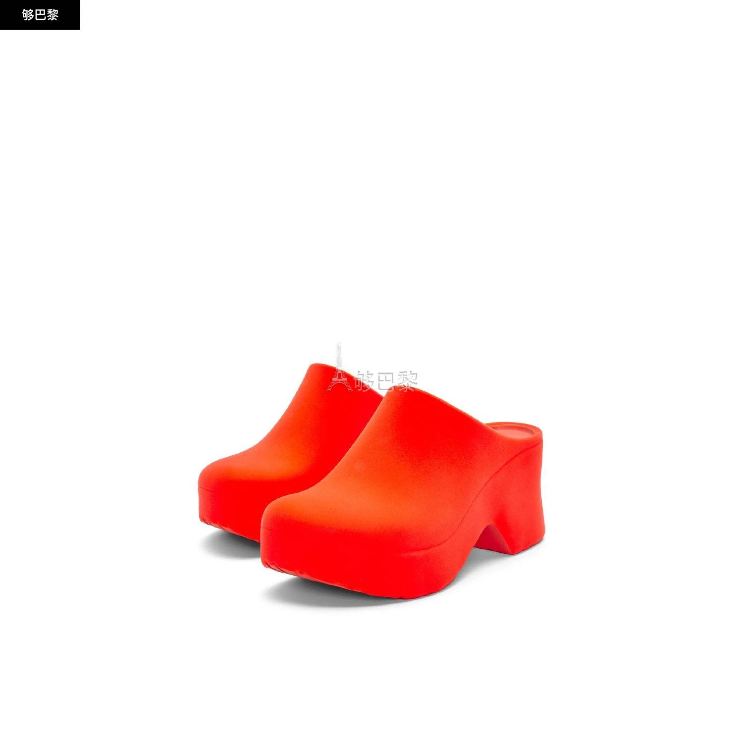 商品Loewe|包邮包税【预售7天发货】 LOEWE罗意威 24春夏 女士 厚底鞋 Terra Foam clog in flocked rubber L814V29X15-7587,价格¥3036,第6张图片详细描述