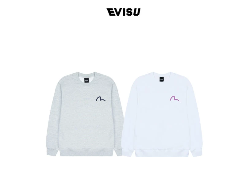 商品Evisu|【享贝家】ZY-（预售款）EVISU 福神 M大标字母logo休闲圆领套头卫衣 秋季新款 男女同款 EV4UTS702,价格¥429,第1��张图片详细描述