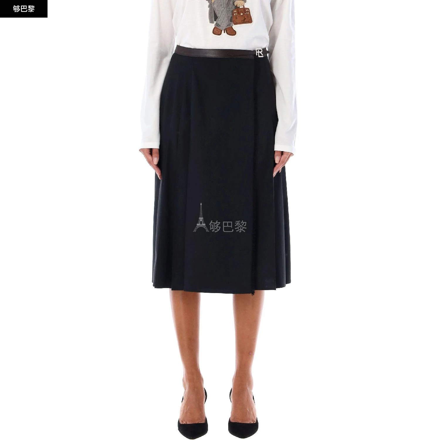商品Ralph Lauren|【特惠5.0折】【预售】 2023秋冬 女士 半身裙 半身裙 2543174  919070001WBLACK ,价格¥7928,第2张图片详细描述