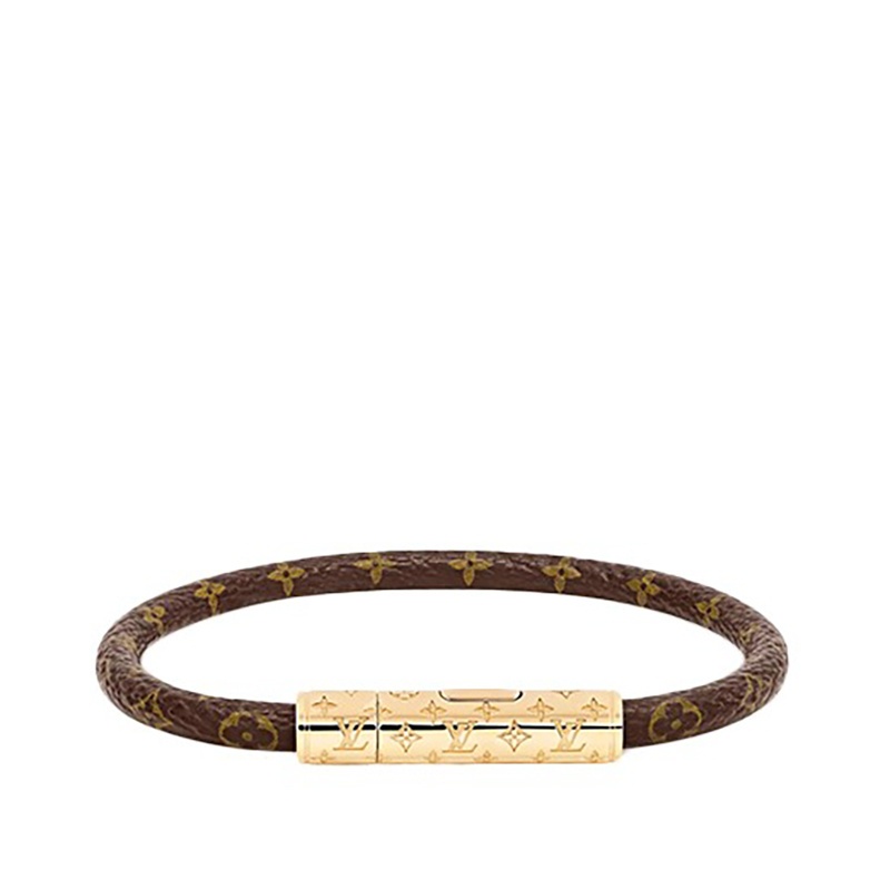 商品Louis Vuitton|【预售十天】路易威登 22春夏新款CONFIDENTIAL系列 米色/棕色帆布金色金属吊饰手链M6334E,价格¥1892,第13张图片详细描述