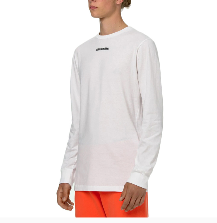 商品Off-White|OFF WHITE 男士后背红色箭头印花白色圆领长袖T恤 OMAB001E20JER003-0125,价格¥1239,第7张图片详细描述