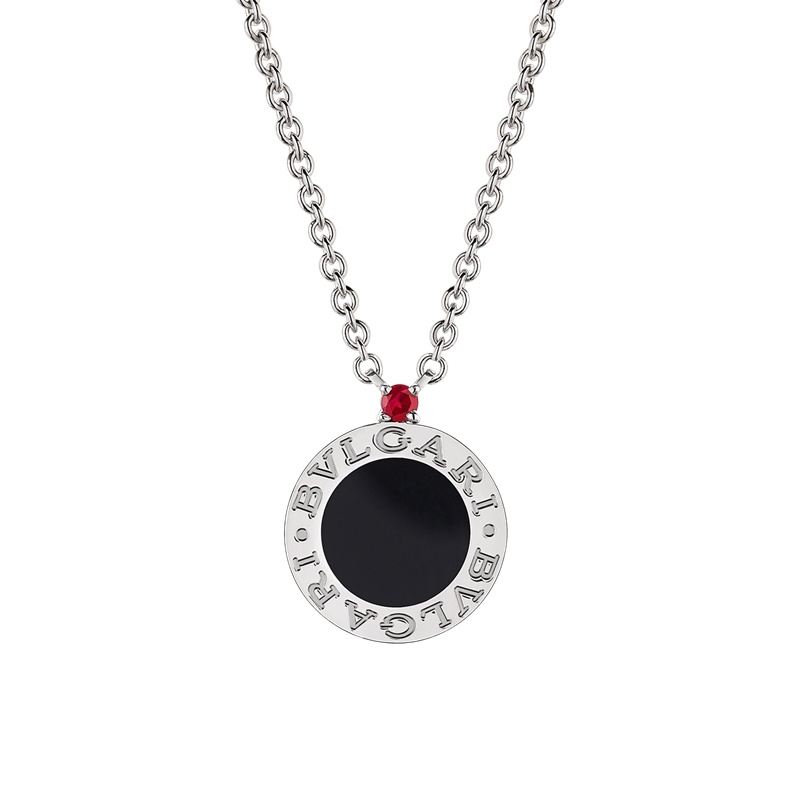 商品BVLGARI|  BVLGARI/宝格丽 慈善款 男女通用纯银镶嵌黑色陶瓷 小红点项链 356910,价格¥6160,第2张图片详细描述