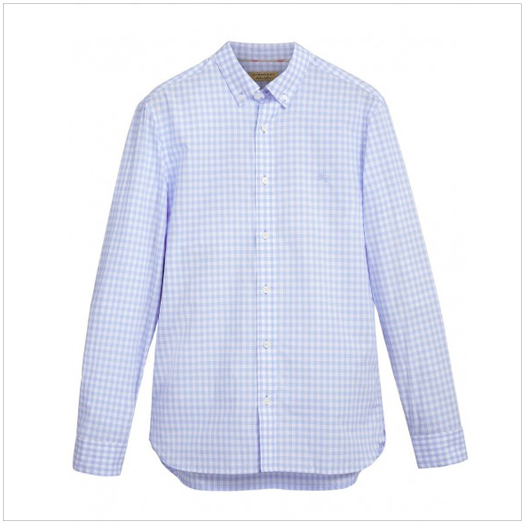 商品Burberry|Burberry 博柏利 男士格纹淡蓝色衬衫 4054166,价格¥1309,第6张图片详细描述