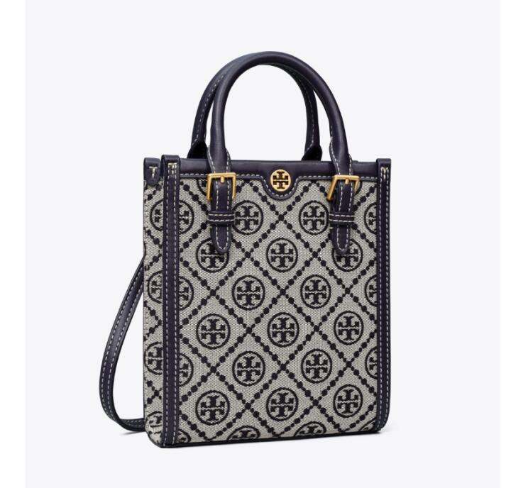 商品Tory Burch|汤丽柏琦 老花满印提花帆布皮质迷你女款手提单肩斜挎包（香港仓发货）,价格¥2182,第4张图片详细描述