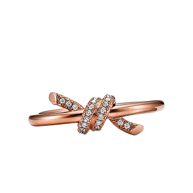 商品Tiffany & Co.|  Tiffany & Co./蒂芙尼 22春夏新款 Knot系列 18K金 玫瑰金色 镶钻绳结戒指GRP11995,价格¥19588,第4张图片详细描述
