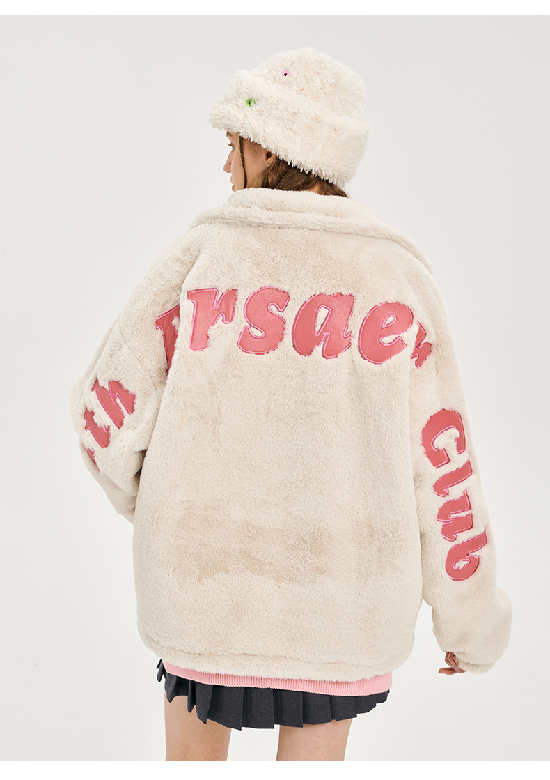 商品[国内直发] ERASER|ER 仿兔毛翻领棉服男女同款冬季宽松情侣装外套ins潮牌休闲加厚保暖棉衣ERyg2255586,价格¥380,第11张图片详细描述