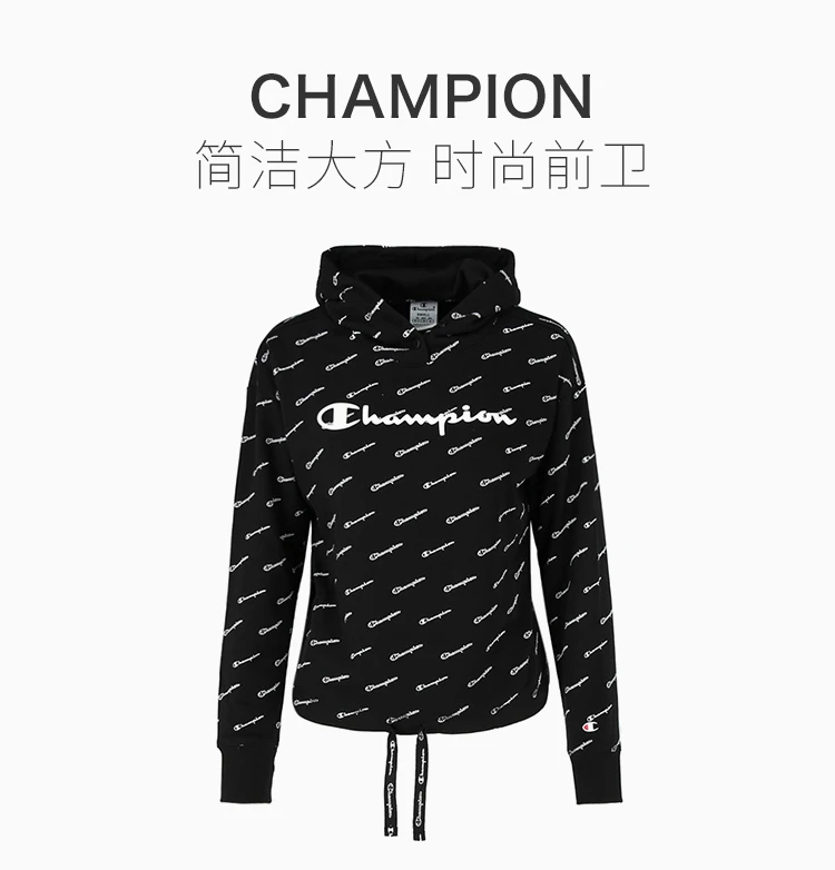 商品CHAMPION|Champion 女士黑色连帽卫衣运动衫上衣 111797-KL001,价格¥220,第2张图片详细描述