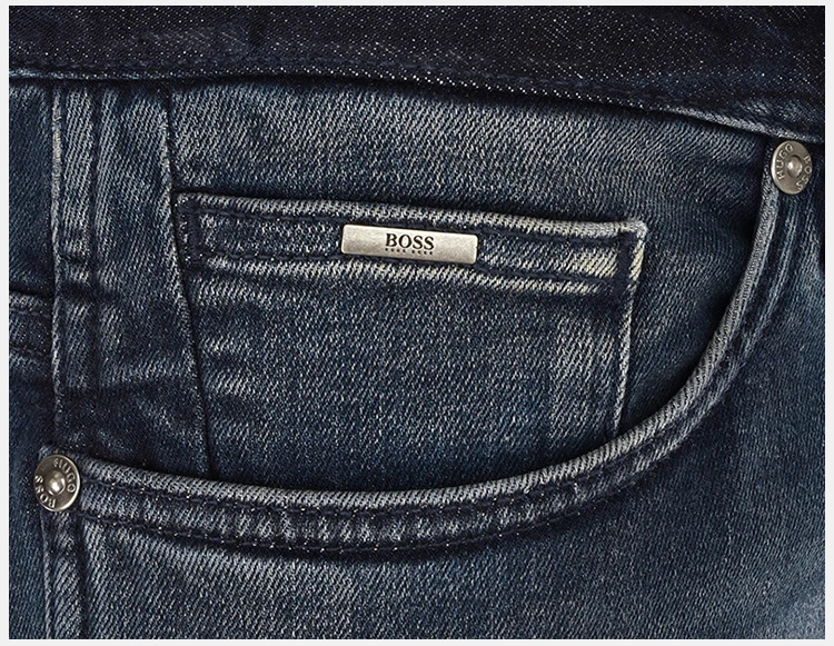商品Hugo Boss|Hugo Boss 雨果博斯 男士深蓝色棉质混纺时尚休闲舒适牛仔裤 DELAWARE3-3208-418,价格¥991,第15张图片详细描述