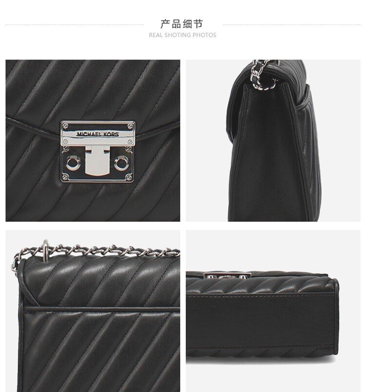 商品Michael Kors|Michael Kors 奥莱款 ROSE中号女士人造皮革单肩斜挎包35T0SXOL2U-BLACK,价格¥1297,第5张图片详细描述