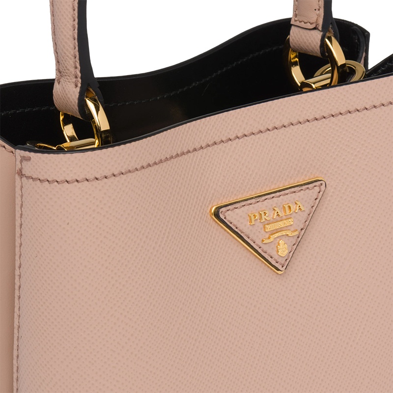 商品Prada|PRADA/普拉达 22新款 Panier系列 女士小号粉色saffiano皮革金色徽标磁扣拆卸肩带皮革手柄单肩手提斜挎包1BA217_2ERX_F0UDW_V_OOO,价格¥19874,第4张图片详细描述
