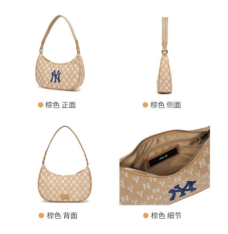 商品MLB|【享贝家】（国内现货）MLB 美联棒新款字母复古老花印花腋下包 棕色 3ABQS012NK000150BGD G-LY,价格¥364,第2张图片详细描述