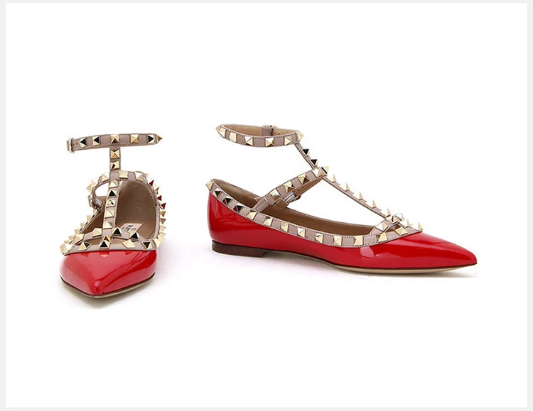 商品Valentino|Valentino 华伦天奴 女士铆钉绑带平底鞋 NW1S0376-VNW-R19,价格¥4649,第6张图片详细描述