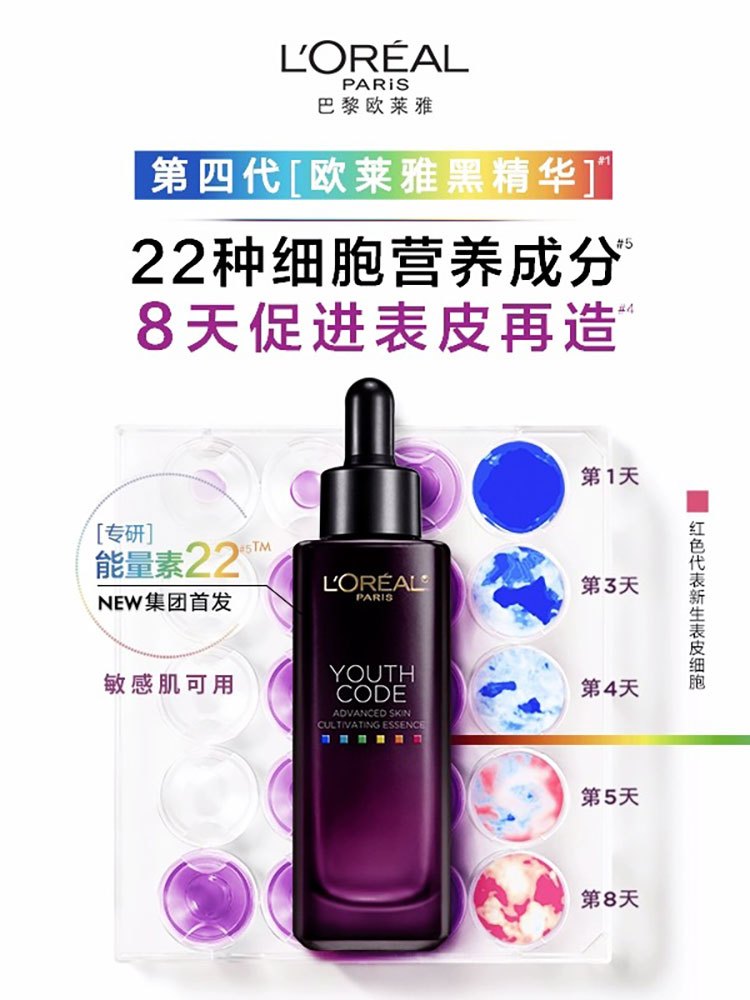 商品L'Oreal Paris|欧莱雅小黑瓶青春密码酵素精华肌底液黑精华75ml第四代 国内专柜,价格¥111,第1张图片详细描述