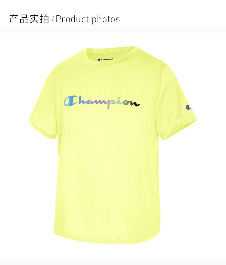 商品[国内直发] CHAMPION|Champion 女士黄色圆领 T恤 W5682G-550770-992,价格¥153,第4张图片详细描述
