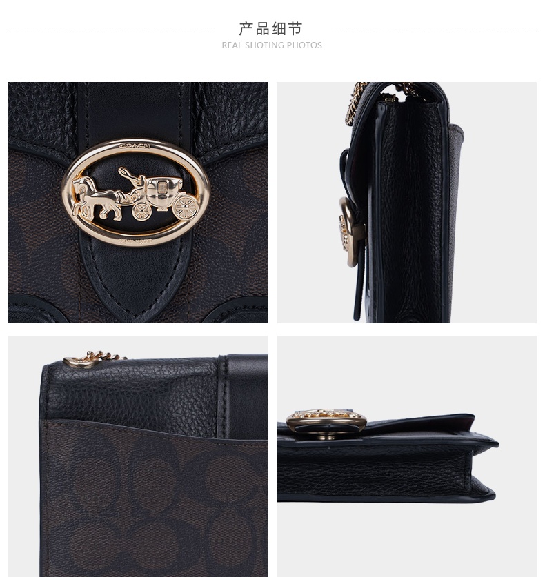 商品Coach|COACH 奥莱款女士PVC配皮单肩斜挎链条包7287IMAA8,价格¥1195,第6张图片详细描述