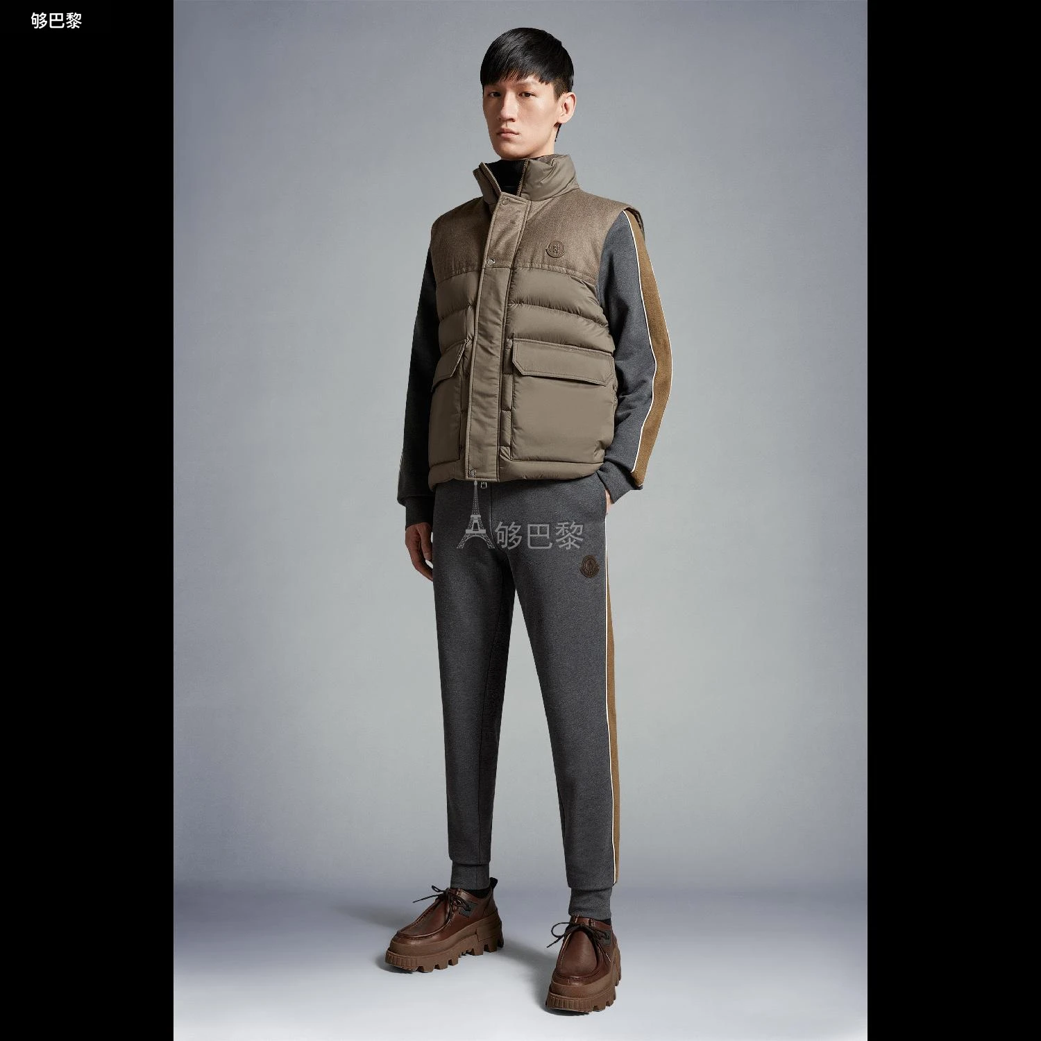 商品Moncler|【预售】 MONCLER盟可睐 24秋冬 男士 休闲裤 男士拼色棉质抓绒运动裤 I20918H0001989A7C935,价格¥5789,第4张图片详细描述