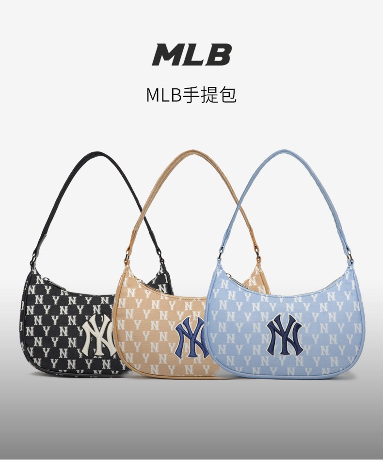 商品MLB|【享贝家】 MLB美联棒 新款 字母复古老花印花 腋下包 黑色 3ABQS012NK000150BKSFREE,价格¥421,第1张图片详细描述