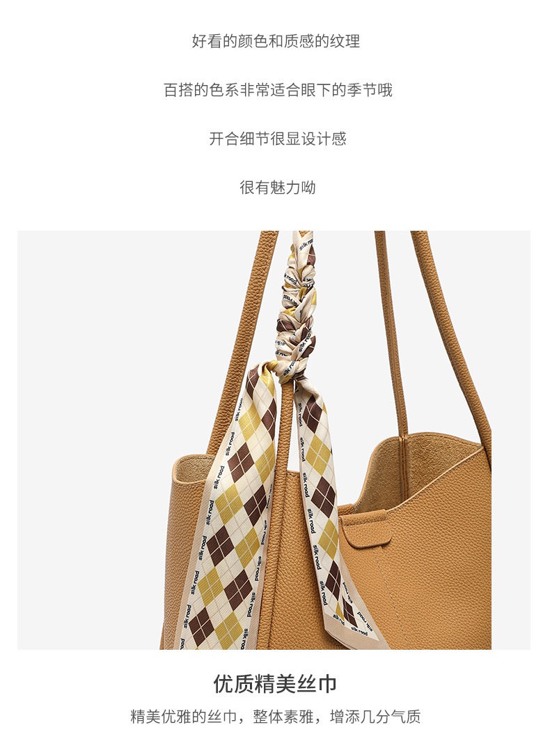 商品[国内直发] GLENVINTEN|格岚云顿真皮头层牛皮秋冬女包2022新款大包百搭潮通勤单肩包真皮质感大容量托特包,价格¥281,第14张图片详细描述