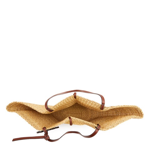 商品Loewe|【包税】LOEWE/罗意威  Shell Basket系列 女士自然色/山核桃色大象草小牛皮徽标装饰手提单肩斜挎包0010552172,价格¥4865,第3张图片详细描述