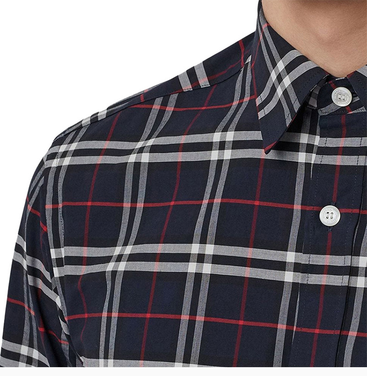 商品Burberry|Burberry 博柏利 男士海军蓝格纹衬衫 8004835,价格¥1342,第10张图片详细描述