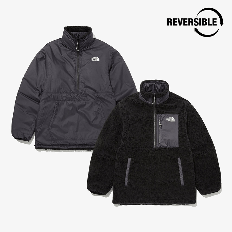 商品The North Face|【Brilliant|北面特惠】北面Play 绿色双面抓绒夹克 PLAY GREEN RVS FLEECE ANORAK BLACK NJ4FP56A,价格¥827,第2张图片详细描述