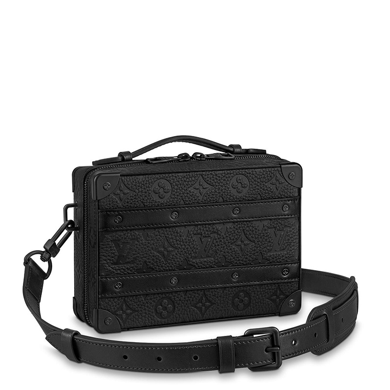 商品Louis Vuitton|预售10天 Louis Vuitton/路易威登 22春夏新款SOFT TRUNK系列 男士黑色老花压花牛皮革黑扣皮革边角拉链开合单肩斜挎手提盒子包M59163,价格¥26633,第2张图片详细描述