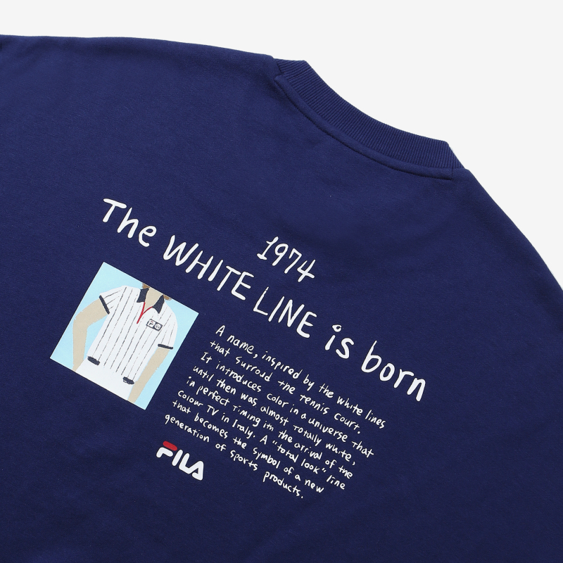 商品Fila|【享贝家】FILA宽松版型网球图案印花圆领卫衣海军蓝色/白色FS2POD3113X-NAY（特价活动款）,价格¥178,第8张图片详细描述