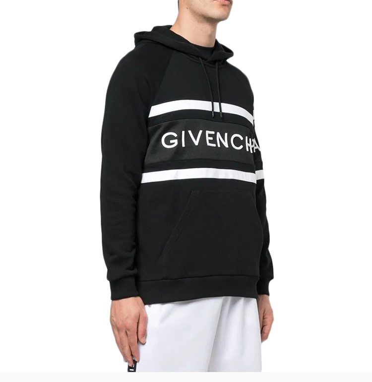 商品[国内直发] Givenchy|Givenchy 纪梵希 男士黑色logo印花连帽卫衣 BMJ02L3Y3P-004,价格¥6363,第5张图片详细描述