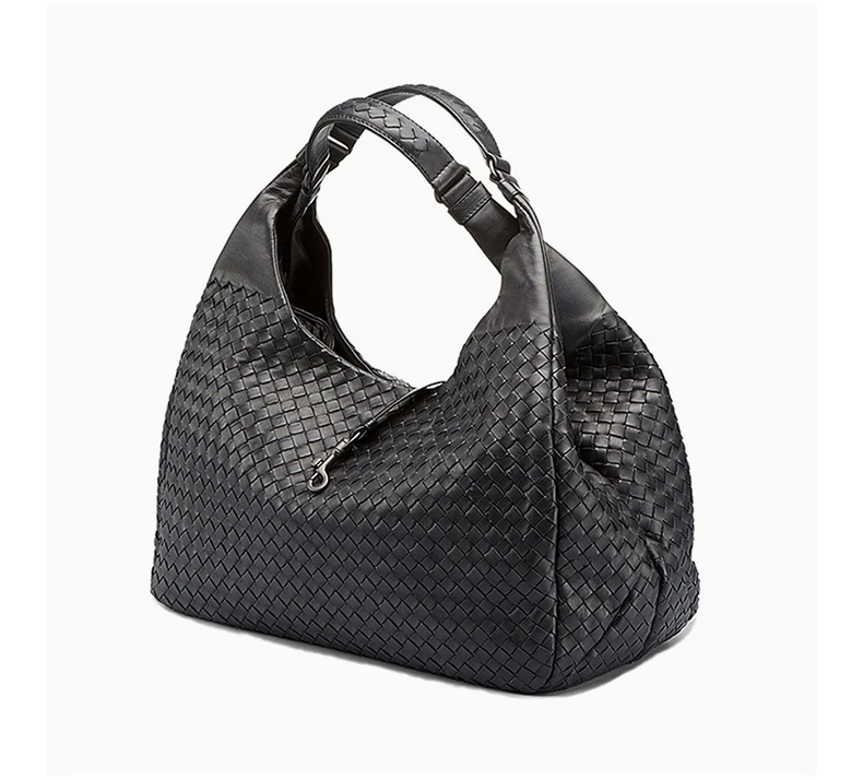 商品[国内直发] Bottega Veneta|Bottega Veneta 葆蝶家 女款黑色手工编织小羊皮单肩手提包 124864-V0016-8175,价格¥16740,第5张图片详细描述