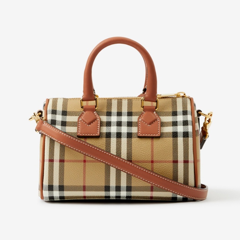 商品Burberry|博柏利 女士棕色聚氨酯/棉�保龄球包 80921301,价格¥8849,第16张图片详细描述