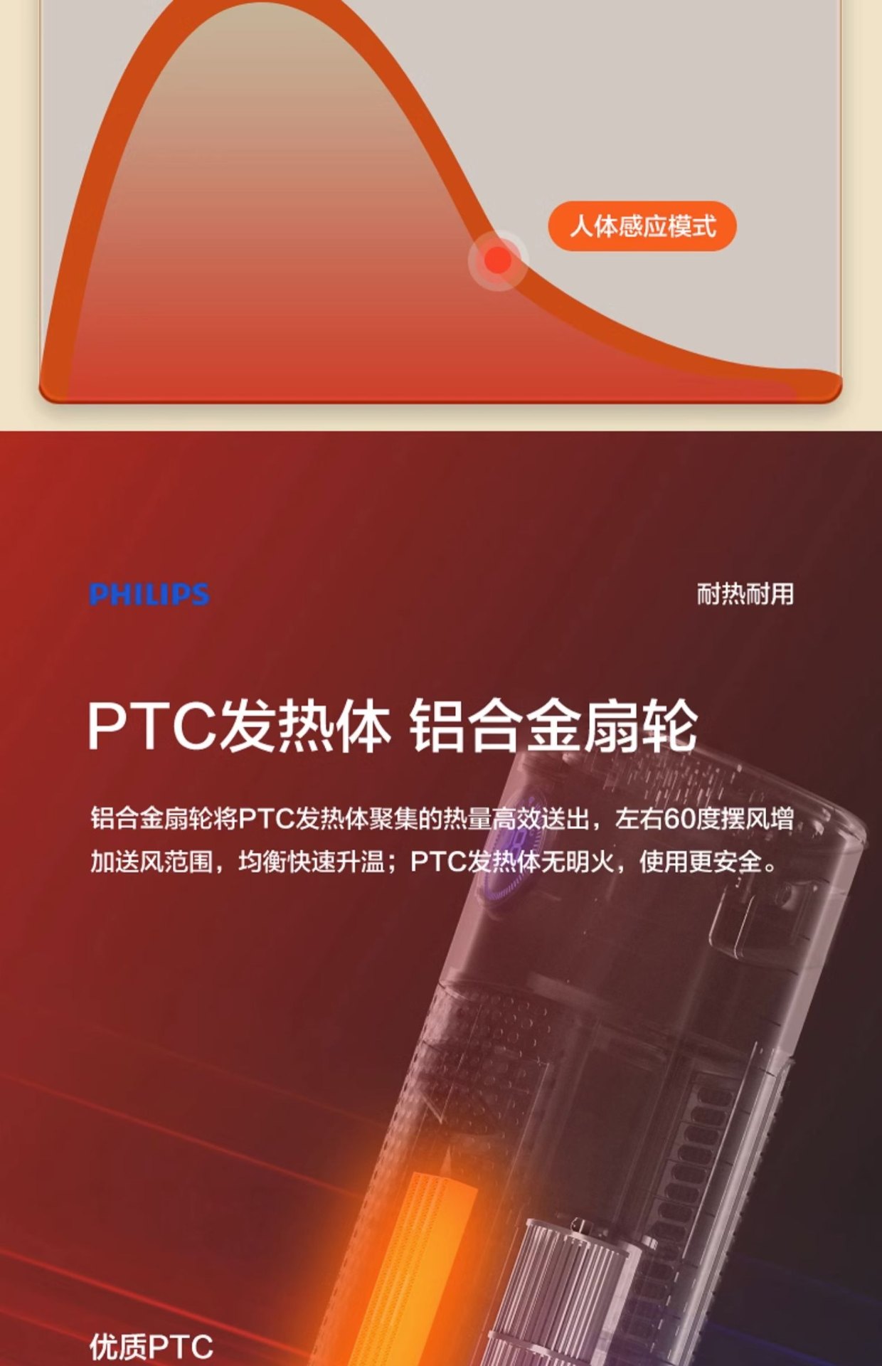 商品[国内直发] Philips|飞利浦暖风机电取暖器小型家用节能省电速热卧浴室婴儿暖气烤火炉,价格¥1143,第11张图片详细描述