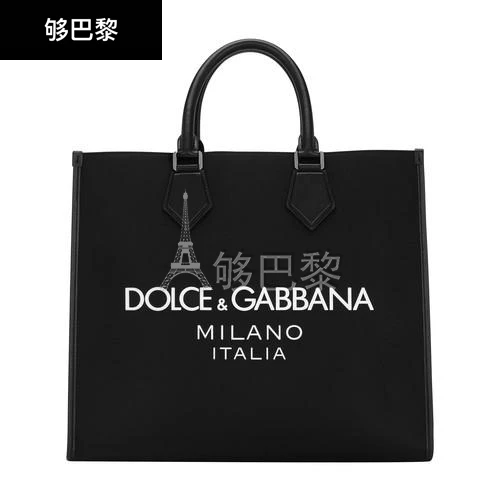 商品Dolce & Gabbana|【特惠8.7折】包邮包税【预售7天发货】 DOLCE & GABBANA 男士 手提包 大号橡胶徽标尼龙购物包  DXGGQ722BCK,价格¥12985,第2张图片详细描述