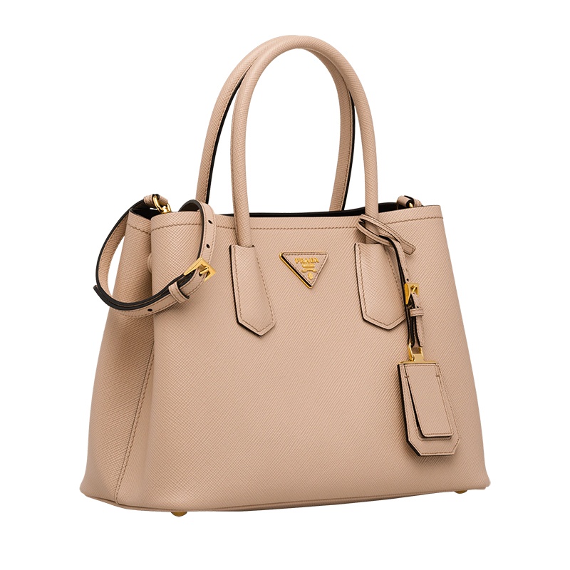 商品Prada|PRADA/普拉达 22新款 double系列 女士粉色saffiano十字纹皮革拆卸吊饰金色标志双皮手柄手提斜挎包1BG887_2A4A_F0UDW_V_OOO,价格¥26805,第3张图片详细描述