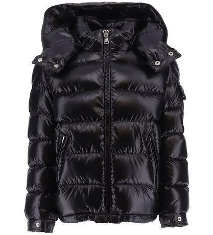 商品Moncler|MONCLER 男女童同款黑色聚氨酯纤维鹅绒连帽羽绒服 1A12520-68950-999,价格¥4944,第3张图片详细描述