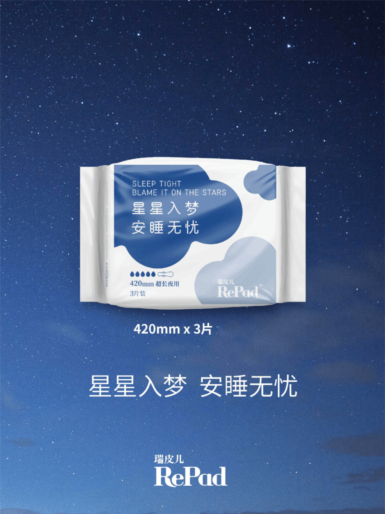 商品RePad|瑞皮儿卫生巾夏季透气干爽日夜用10包配瞬吸超薄绵柔姨妈巾低敏,价格¥49,第3张图片详细描述