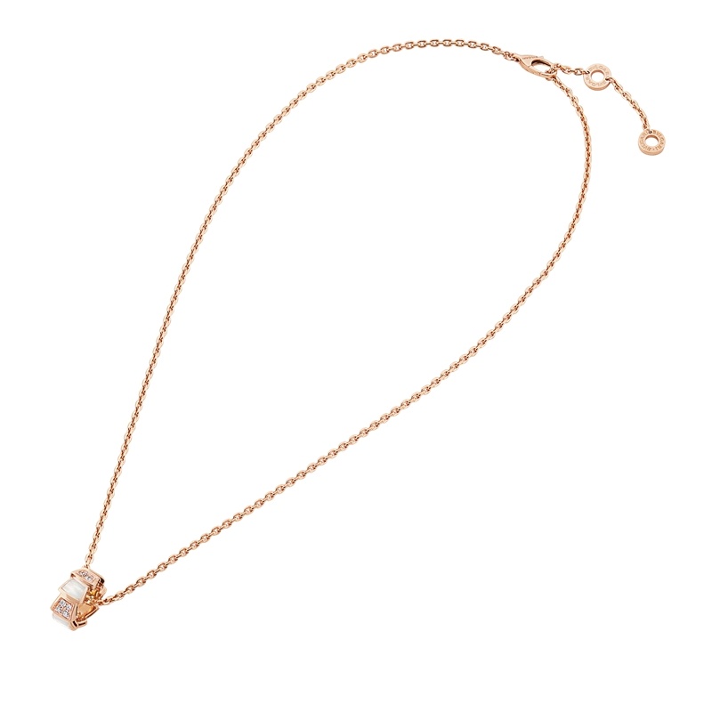 商品BVLGARI|  BVLGARI/宝格丽 Serpenti系列 经典款白贝母18K金玫瑰金带钻 蛇形项链 357095 白贝母,价格¥47737,第4张图片详细描述