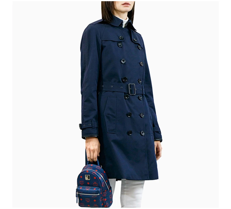 商品[国内直发] Burberry|BURBERRY 海军蓝色女士风衣 3946321,价格¥12276,第5张图片详细描述
