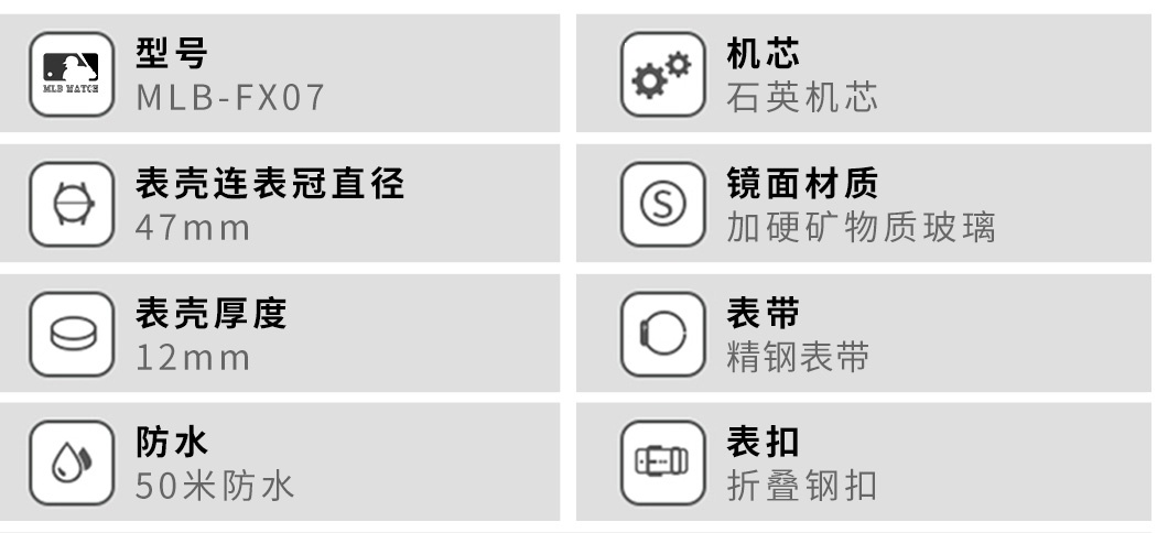 商品[国内直发] MLB|MLB潮牌个性创意男士手表 多功能防水 绿表盘手表MLB-FX007,价格¥588,第5张图片详细描述