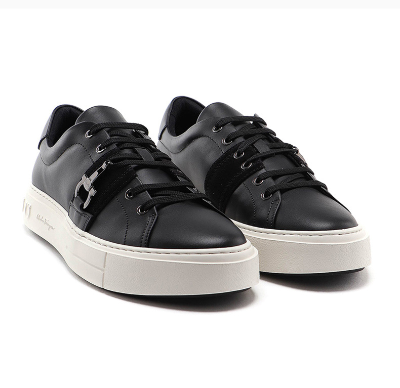 商品[国内直发] Salvatore Ferragamo|Salvatore Ferragamo 菲拉格慕 男士黑色白底休闲板鞋 02-C091-727810,价格¥3145,第5张图片详细描述