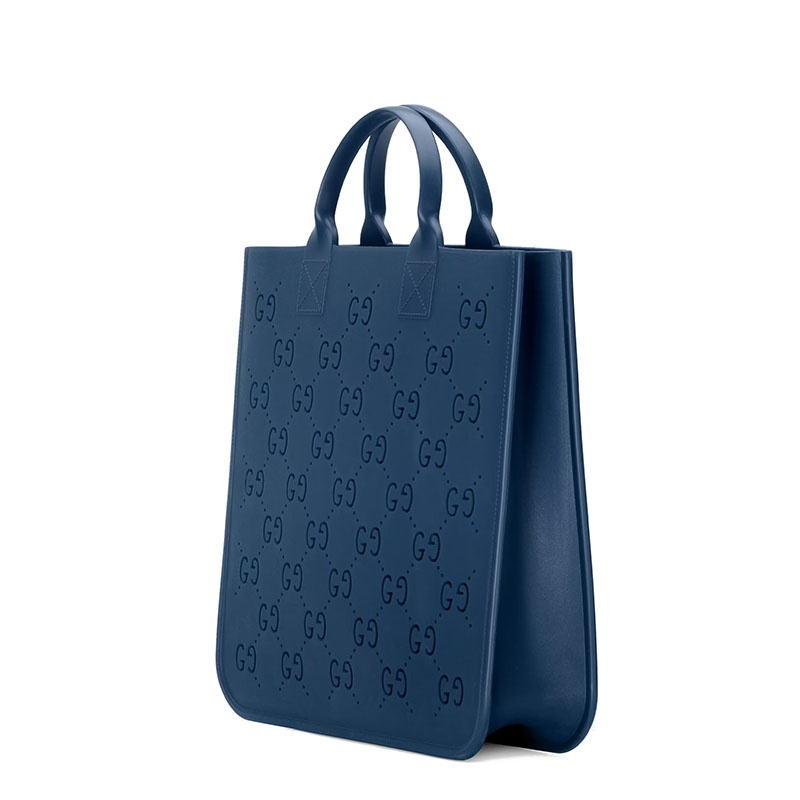 商品Gucci|GUCCI/古驰 22新款 儿童蓝色橡胶GG镂空老花单肩手提托特购物包679365JFO004236,价格¥4909,第5张图片详细描述