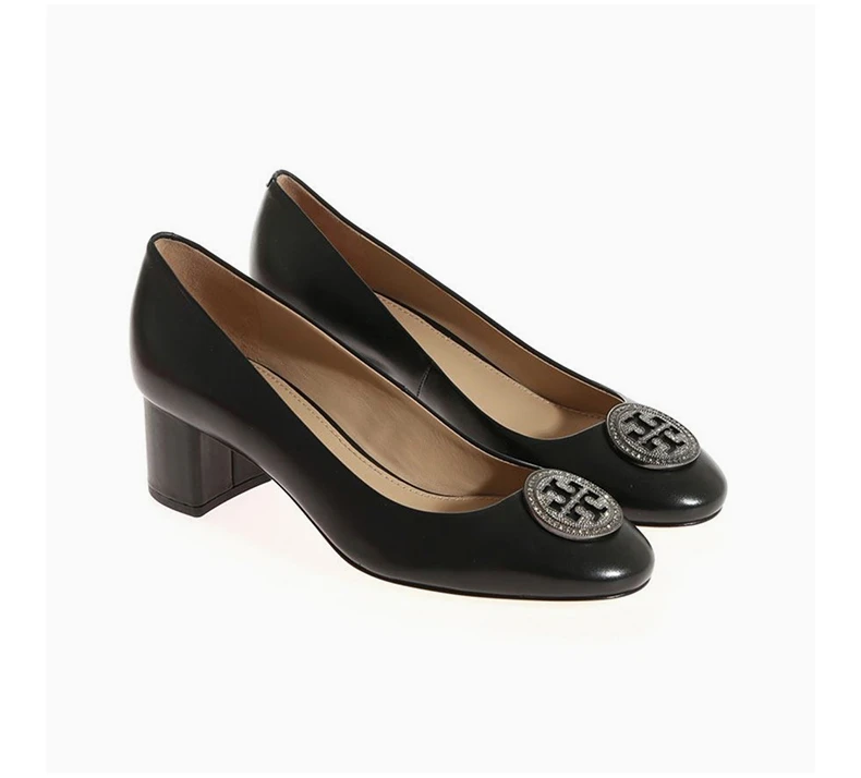 商品Tory Burch|Tory Burch 汤丽柏琦 女士黑色皮革高跟鞋 46258-001,价格¥521,第5张图片详细描述