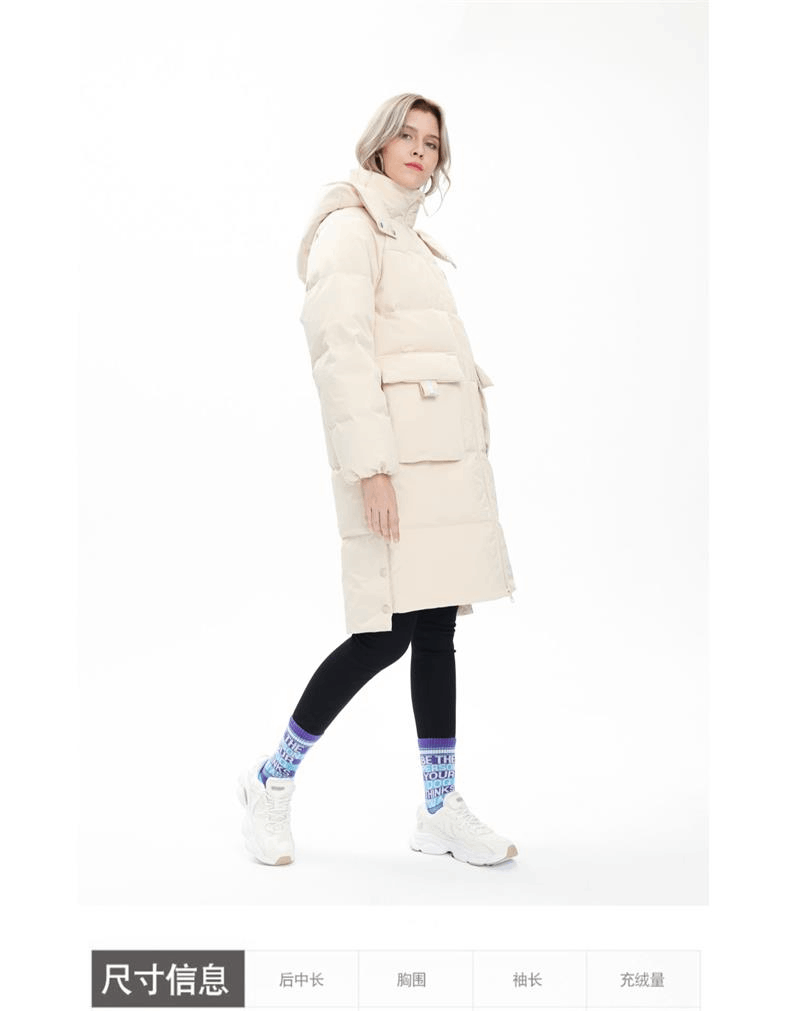 商品[国内直发] HS LOVE'S|HS LOVE'S大牌羽绒服女中长款2022冬季新款小个子炸街外套白鸭绒黄色-HSD190009,价格¥441,第3张图片详细描述