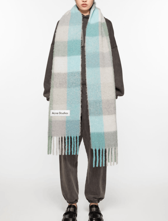 商品Acne Studios|Acne Studios 男女冬季保暖格纹多色流苏彩虹围巾羊毛披肩两用（香港仓发货）,价格¥1978,第13张图片详细描述