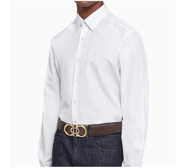 商品Salvatore Ferragamo|SALVATORE FERRAGAMO 男士黑色牛皮金色板扣双面可裁剪腰带 67-0047-745787,价格¥2621,第7张图片详细描述