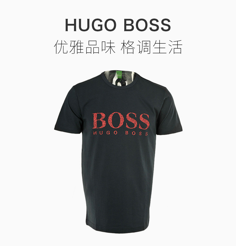 商品Hugo Boss|Hugo Boss 雨果博斯 男士深蓝色棉氨纶印花短袖 TEE6-50325611-410,价格¥475,第6张图片详细描述