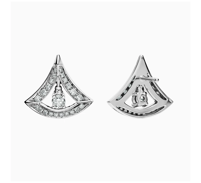 商品[国内直发] BVLGARI|bvlgari 女士白金小扇子耳钉 354194 ,价格¥23683,第5张图片详细描述